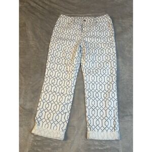NWT Chico's Crop Pants .5 (6)  So Slimming Girlfriend Jeans White Blue‎ Trellis